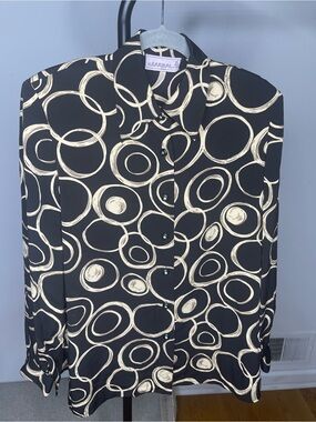 Barba Black Shirt with Cream Circle Print